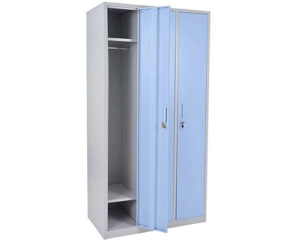 Mendler Schließfach Boston T829, Spind Wertfachschrank Schließfachschrank, Metall 3 Fächer, blau, 54025