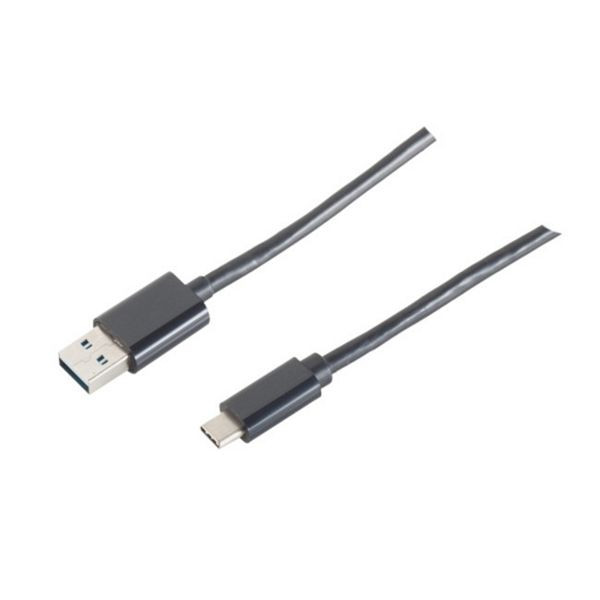 shiverpeaks BASIC-S, USB 2.0 A Stecker auf USB 3.1 C Stecker, hochfelxibel, dünn, schwarz, 1m, BS14-10005
