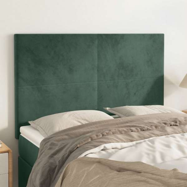 vidaXL Kopfteile 4 Stück Dunkelgrün 72x5x78/88 cm Samt, 3116103