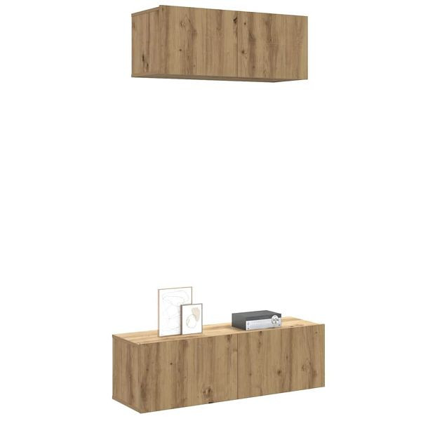 vidaXL 2-tlg. TV-Schrank-Set Wandmontage Artisan-Eiche Holzwerkstoff, 3329006