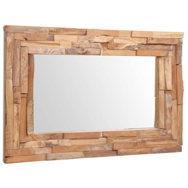 vidaXL Dekorativer Spiegel Teak 90 x 60 cm Rechteckig, 244563