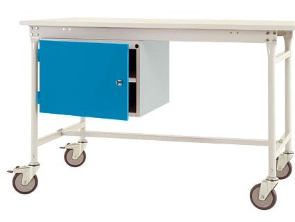 Manuflex Gehäuse-Unterbau mobil, Nutzhöhe 1 Tür und Einlegeboden mm mit lichtblau RAL 5012, für Tischtiefe 800 mm, Lichtblau, ZB4733.5012