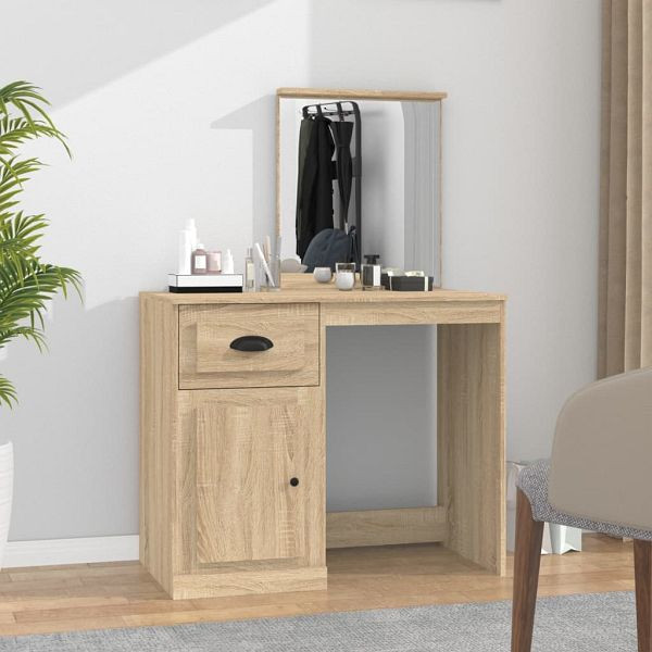 vidaXL Schminktisch mit Spiegel Sonoma-Eiche 90x50x132,5 cm, 816763
