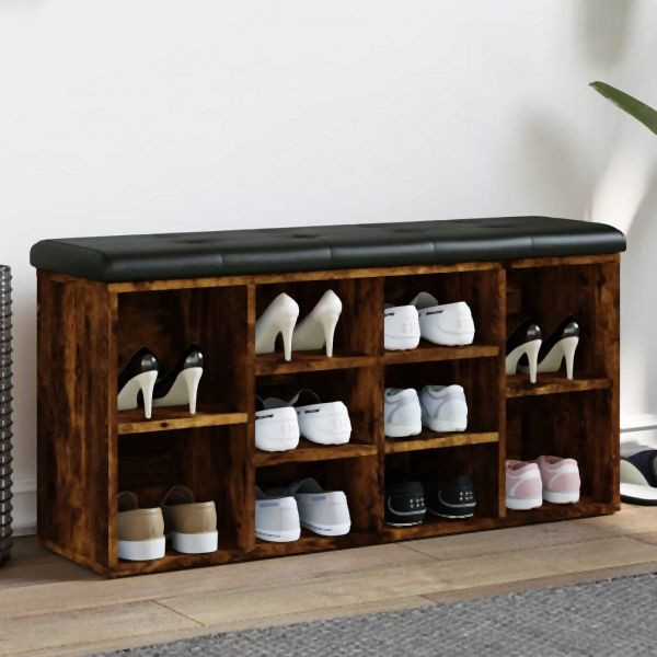 vidaXL Schuhbank Räuchereiche 102x32x50 cm Holzwerkstoff, 835114