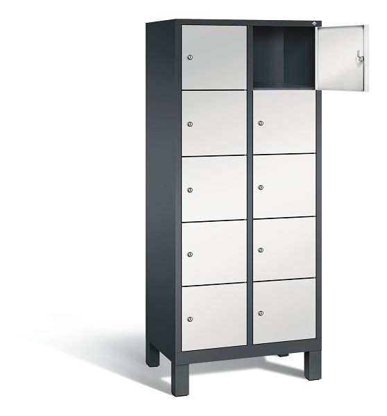 C+P Schließfachschrank Evolo, H1850xB810xT500mm, Farbe: Schwarzgrau / Lichtgrau, 48010-225 S10133