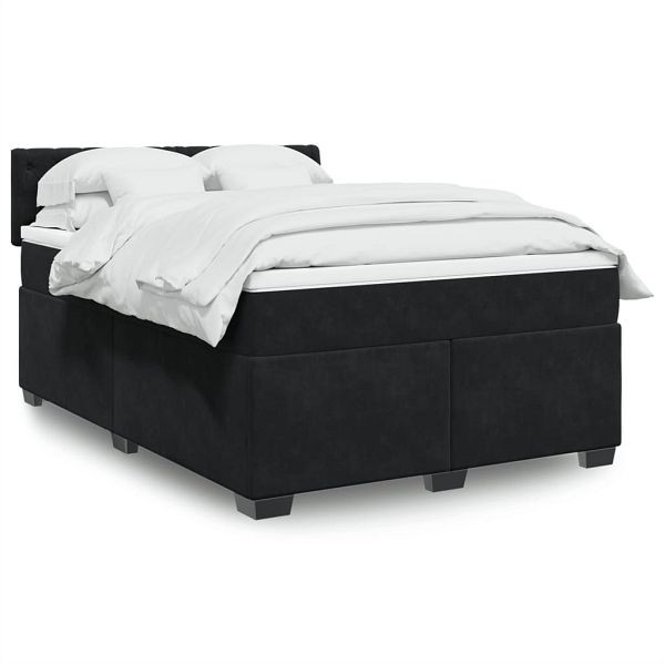 vidaXL Boxspringbett mit Matratze Schwarz 140x190 cm Samt, 3288614