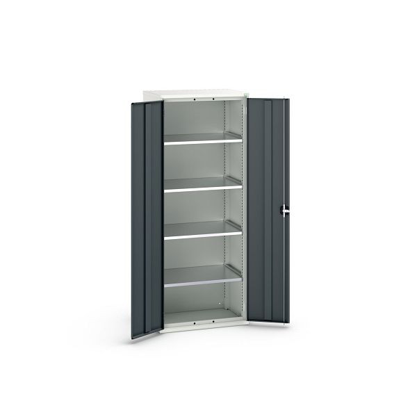 bott verso Flügeltürschrank, mit 4 Fachböden, BxTxH: 800 x 550 x 2000 mm, Lichtgrau / Anthrazitgrau, 16926167.19
