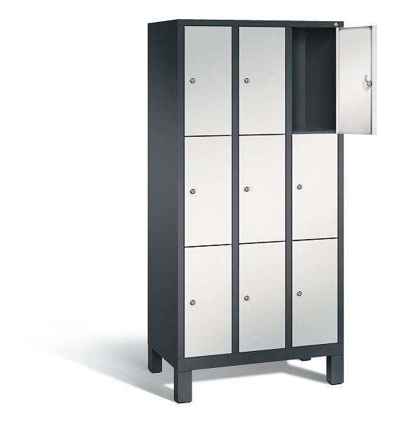 C+P Schließfachschrank Evolo, H1850xB900xT500mm, Farbe: Schwarzgrau / Lichtgrau, 48010-303 S10102