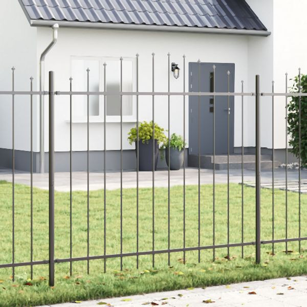 vidaXL Gartenzaun mit gewelltem Oberrand Grau 13,6x1,25 m Stahl, 3360132