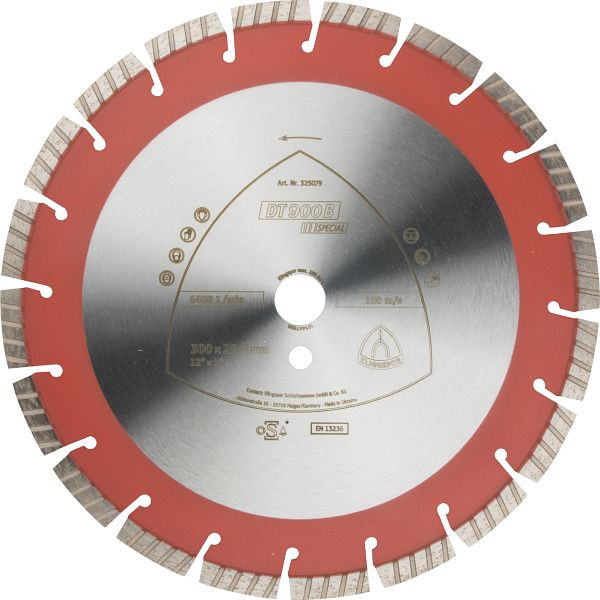 Klingspor DT 900 B Diamanttrennscheiben 300 x 2,8 x 25,4 mm 20 Segmente 40 x 2,8 x 12 mm Standard Turbo, für Fugenschneider, 325079