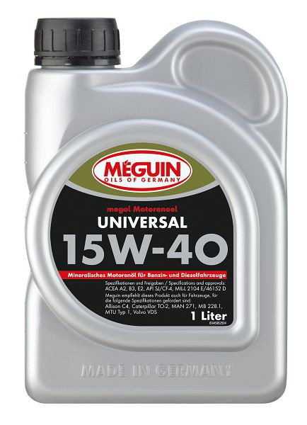 Meguin megol Motorenöl Universal SAE 15W-40, Kanister Kunststoff, VE: 1 Liter, 4696