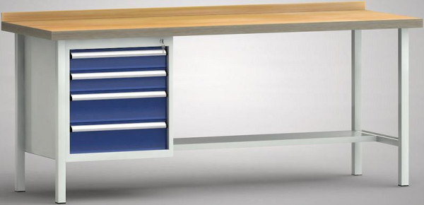 KLW Standard-Werkbank - 2000 x 700 x 840 mm L x T x H, links 2x100EA/2x150EA, WS118N-2000M40-E7025