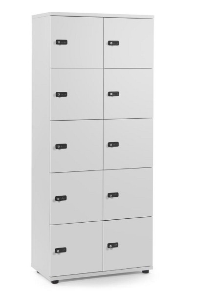Deskin Schließfachschrank OFFICE-LINE mit 10 Fächern, Lichtgrau, 800 x 420 x 1890 mm, ohne Posteinwurf, 290086