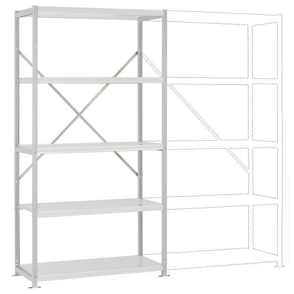 Manuflex Mittelschweres Fachbodenregal lichtgrau Grundregal mit 5 Stahlböden, HxBxT= 2000 x 1030 x 300 mm, RP2113.7035