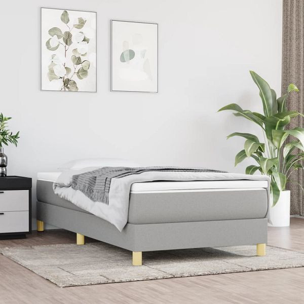 vidaXL Bettgestell Hellgrau 100x200 cm Stoff, Material: Stoff (100% Polyester), Sperrholz, Holzwerkstoff, 3120590