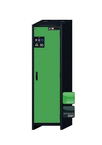 asecos Sicherheitsschrank Q-CLASSIC-30, Q30.195.056.R in resedagrün RAL 6011 mit 4x Auszugswanne Standard (Edelstahl), 31007-068-33424