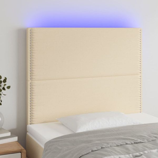 vidaXL LED Kopfteil Creme 90x5x118/128 cm Stoff, 3122271