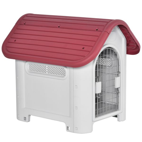 PawHut Hundehütte Outdoor Hundehaus mit Dachluke für kleine Hunde Metall PP, D02-065