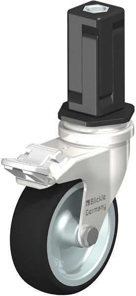 Blickle LRXA-PATH 75G-FI-EXV04 Edelstahl-Apparate-Lenkrolle mit Expander & Feststeller, Thermoplastisches Polyurethan, Grau, 853354