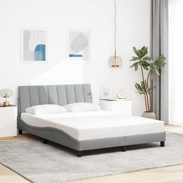vidaXL Bettgestell ohne Matratze Hellgrau 140x200 cm Stoff, 3310391