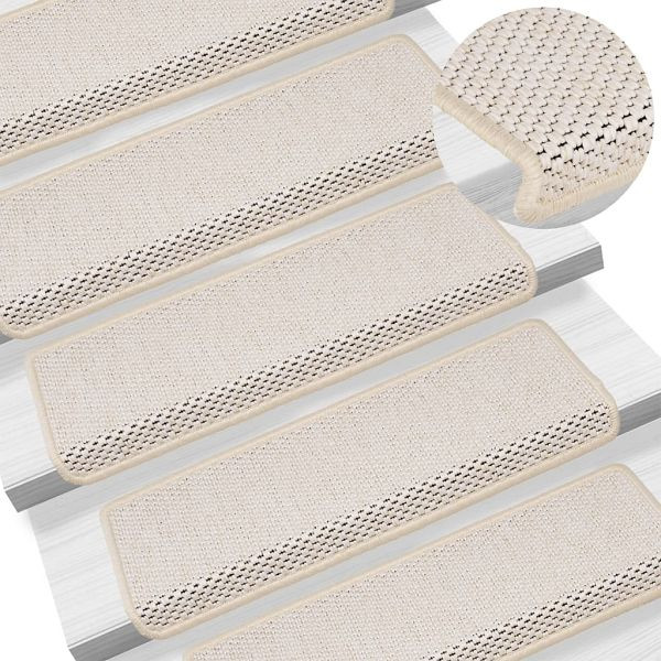 vidaXL Treppenmatten Selbstklebend Sisal-Optik 15 Stück 65x21x4cm Creme, 326893