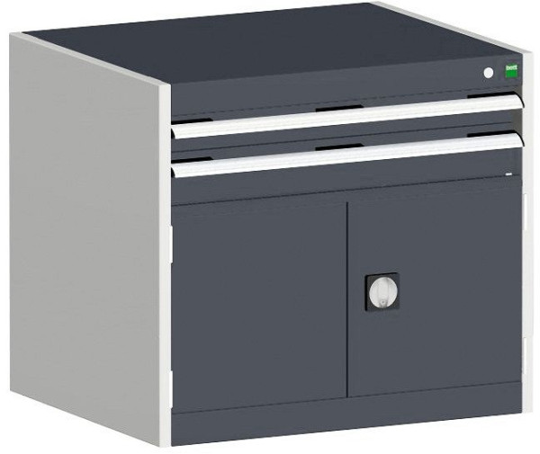 bott cubio Schubladenschrank bestückt mit 2 Schubladen, Tür BxTxH: 800 x 650 x 700 mm, RAL 7035/7016, 40020011.19V