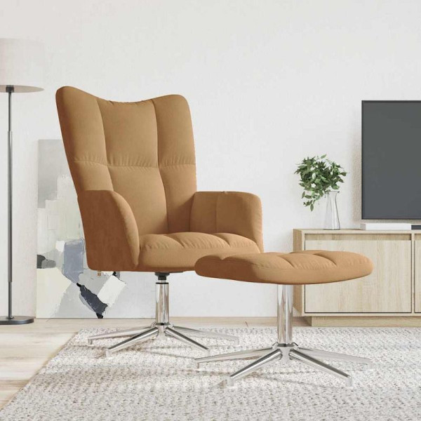 vidaXL Relaxsessel mit Hocker Braun Samt, 328136, 8720286425077