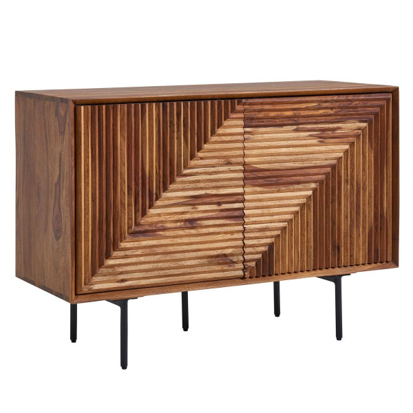 Wohnling Sideboard 100x71x40 cm Sheesham Massivholz/Metall Anrichte, Kommode mit zwei Türen, Kommodenschrank Holz Modern, WL6.560