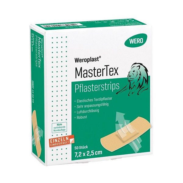 WERO Weroplast MasterTex Pflasterstrips 7,2x2,5 cm, VE: 50 Stück, 150259