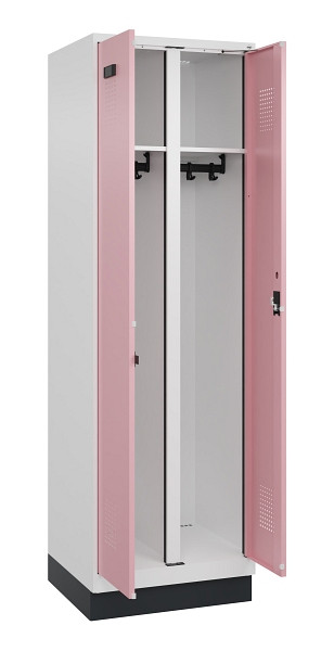 C+P Schwarz-Weiß-Spind Evolo PLUS, mit Sockel, 2 Abteile, 1950x600x500mm, 9016/3, Zylinderschloss, 049022-20 S10045