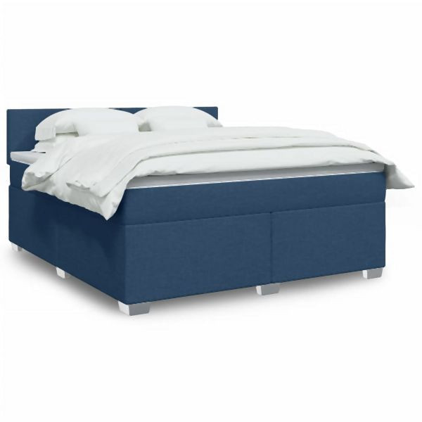 vidaXL Boxspringbett mit Matratze Blau 180x200 cm Stoff, 3288266