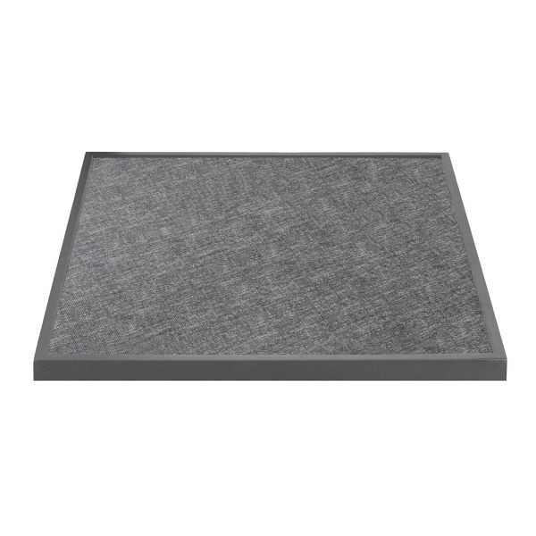 Bolero Black Brushed Mix Outdoor-Tischplatte aus gehärtetem Glas, quadratisch, graue Zierleiste, 700 mm, DZ873