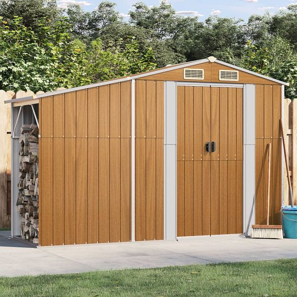vidaXL Gerätehaus Braun 277x93x179 cm Verzinkter Stahl, 364522