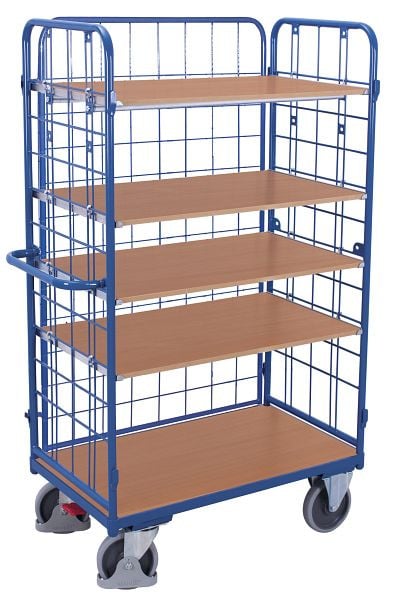 VARIOfit Etagenwagen hoch, Außenmaße: 1.190 x 625 x 1.820 mm, RAL 5010 enzianblau, 4 variable Etagenböden, sw-600.305