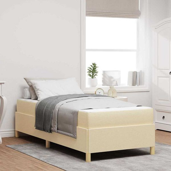 vidaXL Boxspringbett Creme und Beige und Weiß 90 x 200 cm Stoff, 3398911