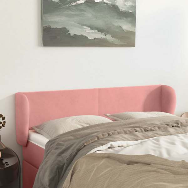 vidaXL Kopfteil mit Ohren Rosa 147x23x78/88 cm Samt, 3116917