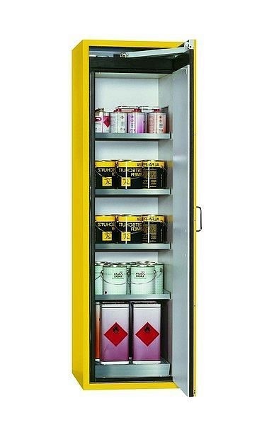 asecos Sicherheitsschrank S-CLASSIC-90, S90.196.060.R in sicherheitsgelb RAL 1004 mit 4x Fachboden (Edelstahl), 30229-002-33452