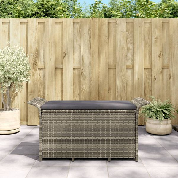 vidaXL Gartenbank mit Kissen Grau 116x46x57 cm Poly Rattan, 363418