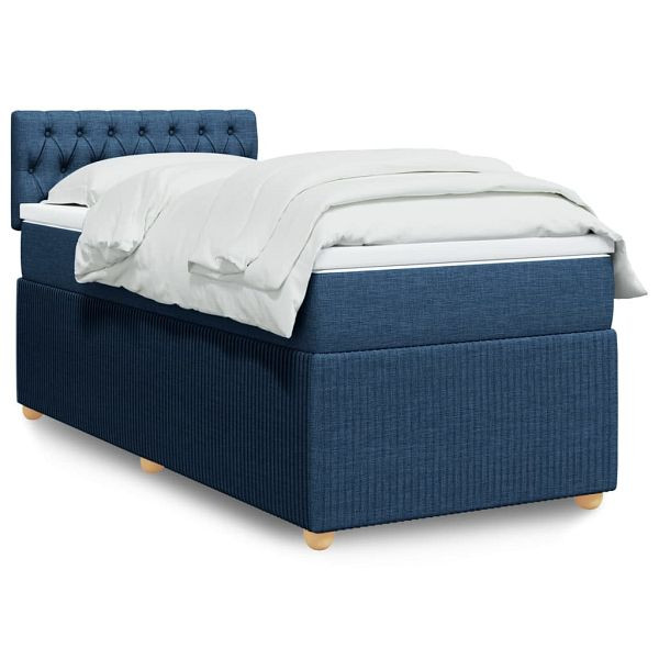 vidaXL Boxspringbett mit Matratze Blau 90x190 cm Stoff, 3287324