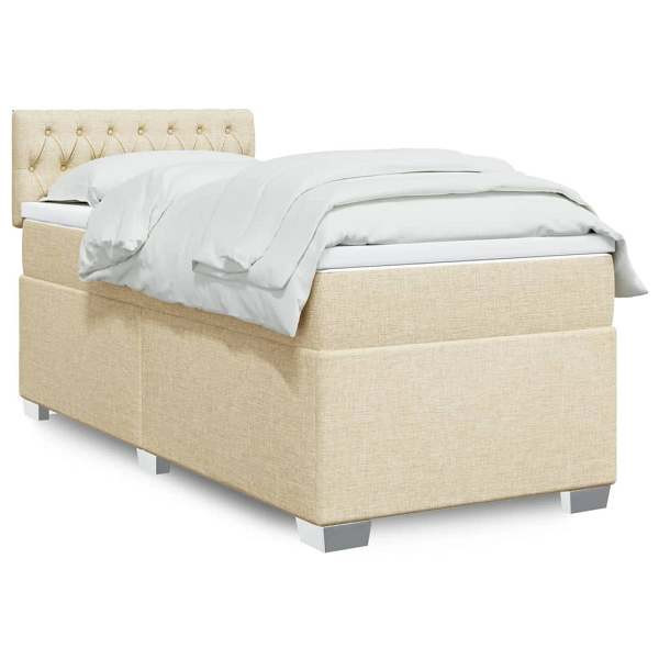 vidaXL Boxspringbett mit Matratze Creme 80x200 cm Stoff, 3288027
