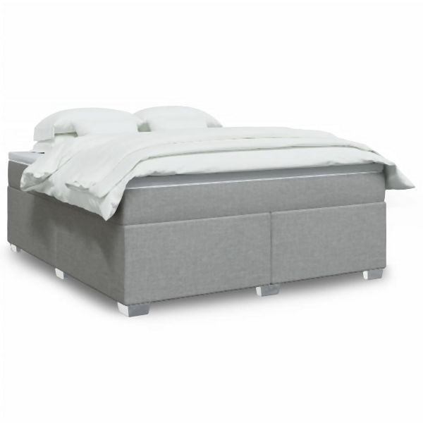 vidaXL Boxspringbett mit Matratze Hellgrau 180x200 cm Stoff, 3285151