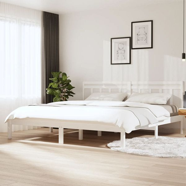 vidaXL Massivholzbett Weiß 180x200 cm, 3100605, 8720286958315
