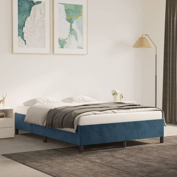vidaXL Bettgestell Dunkelblau 140x190 cm Samt, 347322, 8720287173717