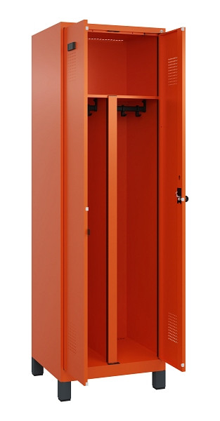 C+P PSA Schwarz-Weiß-Spind Evolo PLUS, mit Füßen, 2 Abteile, 1950x600x500mm, 20, Drehriegel, 049012-20P S10023