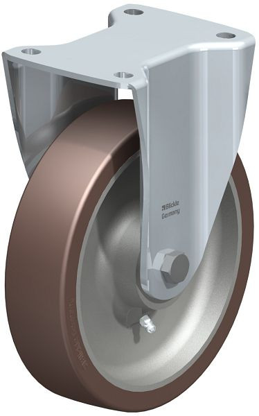 Blickle BH-GB 200K Stahlblech-Bockrolle, Schwerlast-Ausführung, mit Anschraubplatte, Blickle Besthane®, Braun, 742257