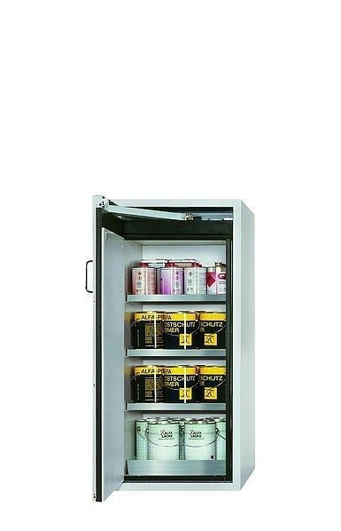 asecos Sicherheitsschrank S-CLASSIC-90, S90.129.060.WDAS in lichtgrau RAL 7035 mit 3x Fachboden (Edelstahl), 30239-001-30284