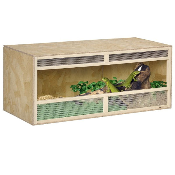 PawHut Terrarium für Reptilien/Amphibien, Glasschiebetüren, Lüftungsgitter, 120x50x50 cm, D40-026V01ND