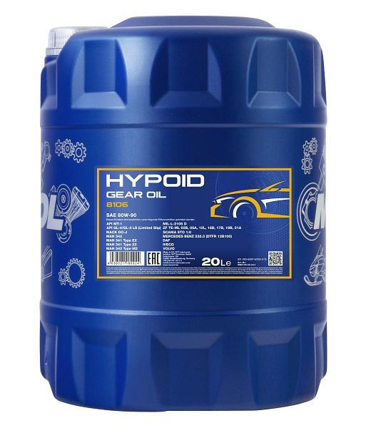 MANNOL Getriebeöl 8106 Hypoid 80W-90 GL-5 LS, VE: 20 l, MN8106-20