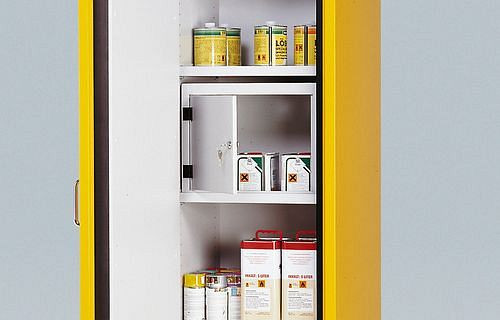 asecos Abschließbare Lagerbox aus Stahl, Türanschlag links, 116982