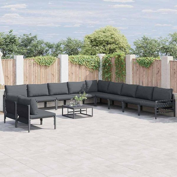 vidaXL Garten-Sofa-Set 12-teilig Anthrazit Stahl, 3379001